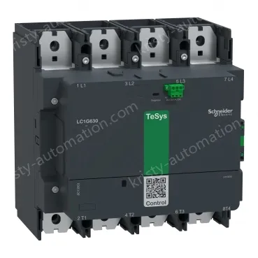 LC1G6304LSEN Contactor, high power, TeSys Giga, 4P(4NO), AC-1, <=440V 1050A, standard version, 200-500V AC/DC wide band coil