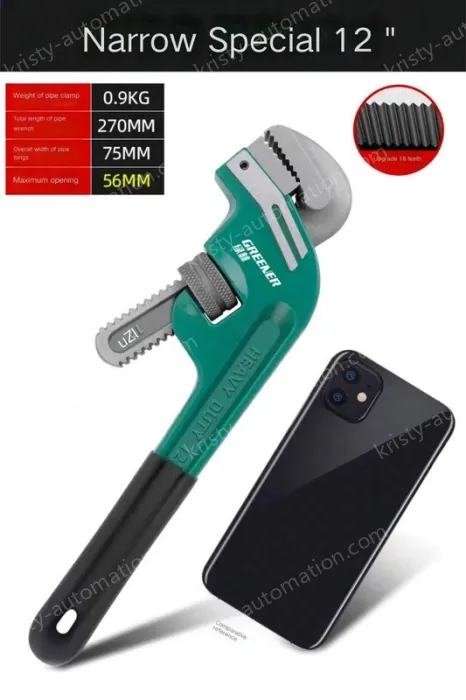 12 inch crooked head pipe wrench