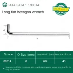 Extra-long flat-head Allen wrench 8mm 80314