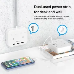3 USB AC Outlets UK Power Strip