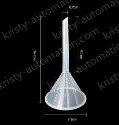 Plastic separating funnels The length and diameter of the tip is 7.5cm, 1 piece