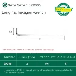 Extra-long flat-head Allen wrench 2mm 80305
