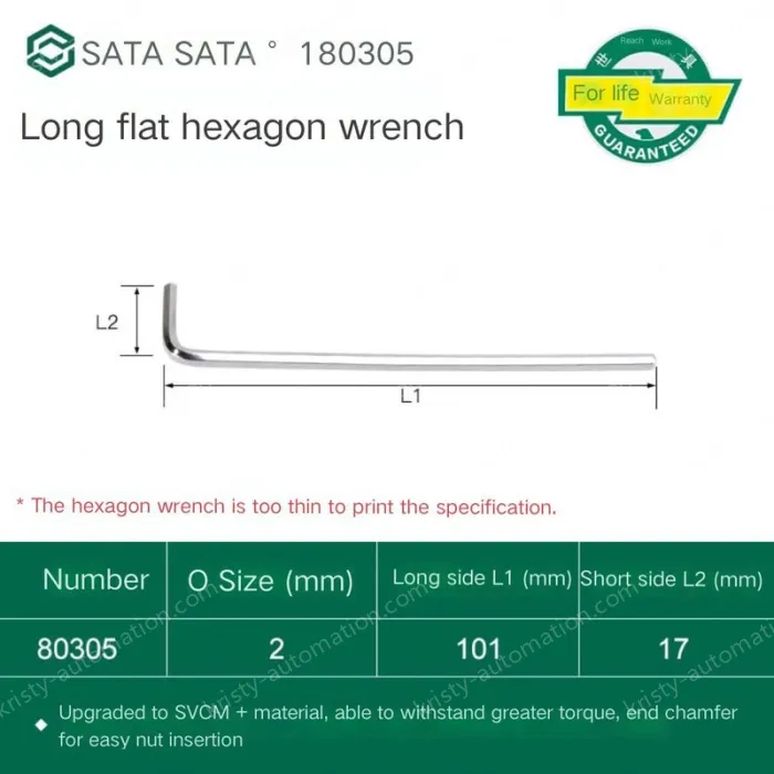 Extra-long flat-head Allen wrench 2mm 80305