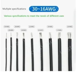 Silicone high temperature cable 28AWG Yellow