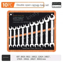 Open 10 pieces (6-32) canvas set Double-ended wrench