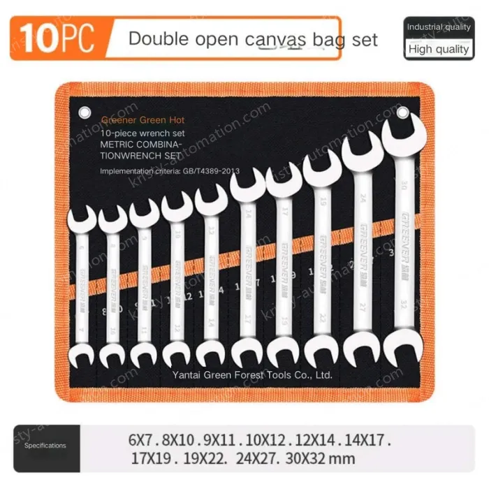 Open 10 pieces (6-32) canvas set Double-ended wrench