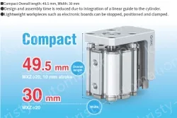 Compact Cylinder with Linear Guide MXZ Series &oslash;12, &oslash;16, &oslash;20, &oslash;25 MXZ25-30