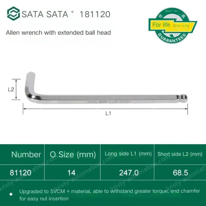 Extended ball head hex wrench 14mm 81120