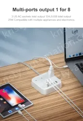 3 AC Outlets USB Power Strip