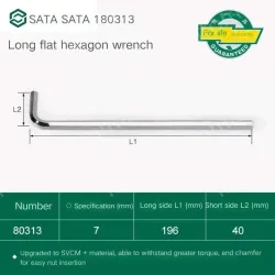 Extra-long flat-head Allen wrench 7mm 80313