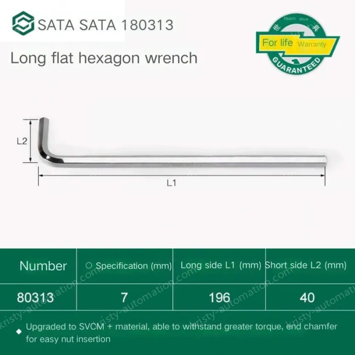 Extra-long flat-head Allen wrench 7mm 80313