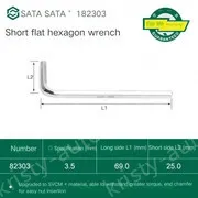 Short flat head hex wrench 3.5mm 82303