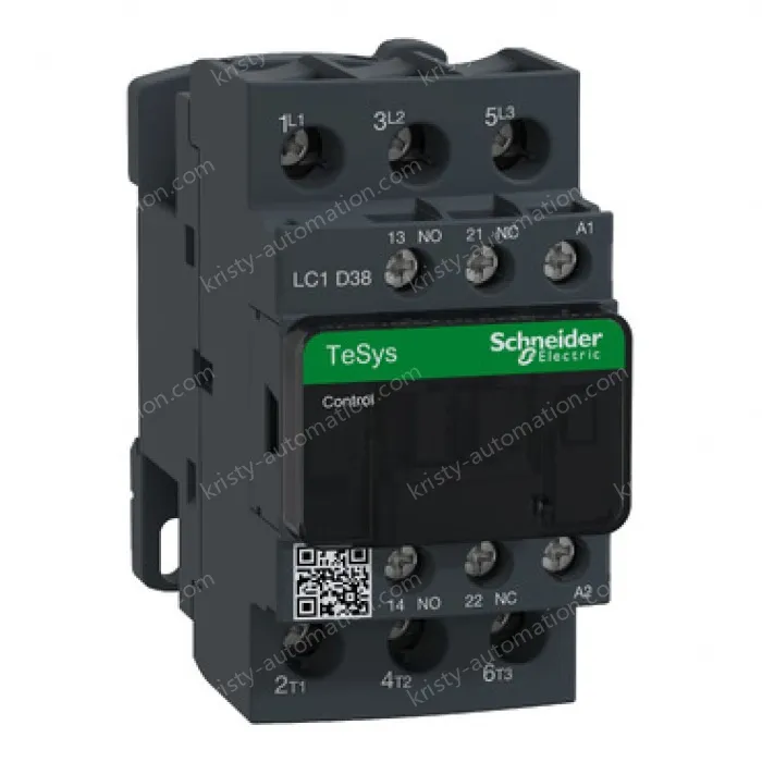 LC1D38F7C TeSys Deca Contactor, 3 Pole (3NO), AC-3/AC-3e, <=440V, 38A, 110VAC, Screw Terminal