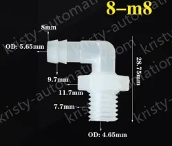 8-M8-M thread right angle elbow