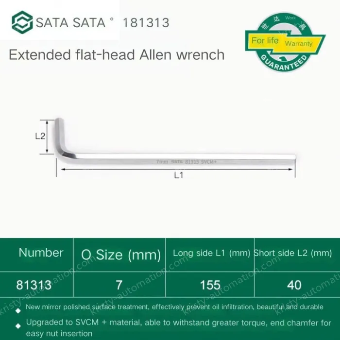 Extended flat head hex wrench 7mm 81313