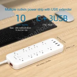 New 10 AC Outlets Surege Protector Power Strip