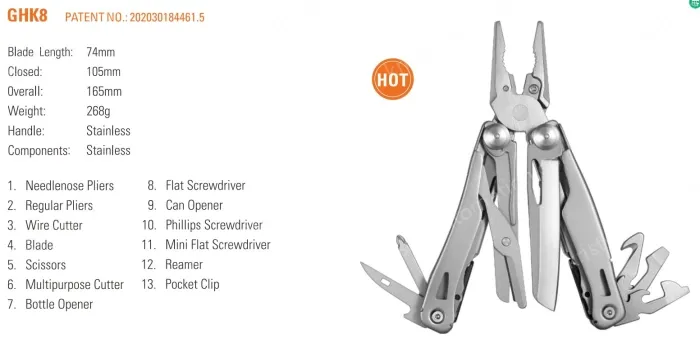 GHK8 Outdoor folding knife pliers, multifunctional pliers, knife camping equipment, tools, knife folding tactical pliers