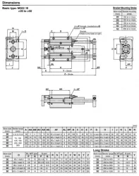 Guide Cylinder MGG Series &oslash;20, &oslash;25, &oslash;32, &oslash;40, &oslash;50, &oslash;63, &oslash;80, &oslash;100