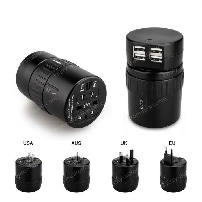 Universal travel adapter with 4 USB KRUSB-WLG3339B