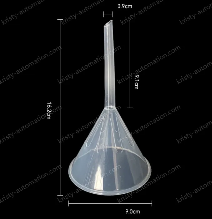 Plastic separating funnels The length and diameter of the tip is 9cm, 1 piece