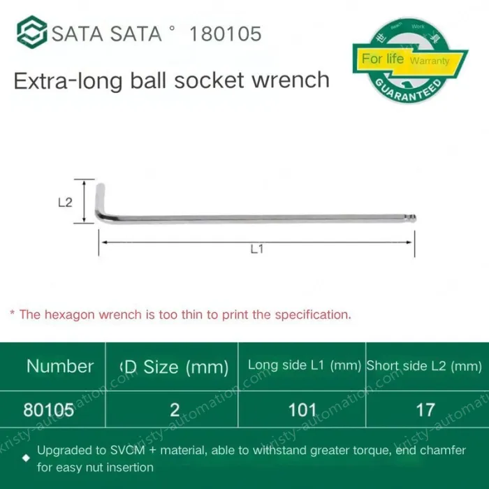 Extra-long ball head hex wrench 2mm 80105
