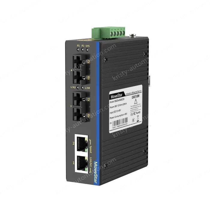 2 Ports 100M F(x) + 2 Ports 10/100M T(x) Din-Rail Unmanaged Industrial Ethernet Switch