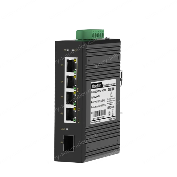 1 Port Gigabit SFP + 4 Ports Gigabit PoE RJ45 Din-Rail Unmanaged Industrial PoE Switch