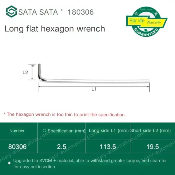 Extra-long flat-head Allen wrench 2.5mm 80306