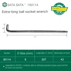 Extra-long ball head hex wrench 8mm 80114