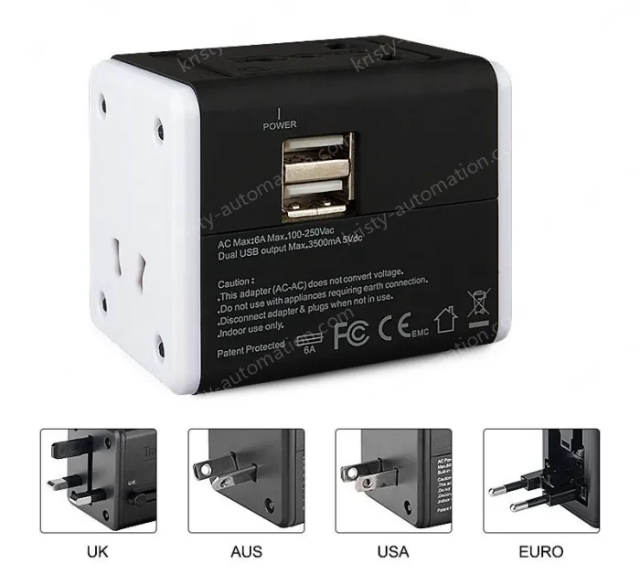 2USB travel adapter KRUSB-WLG3344B