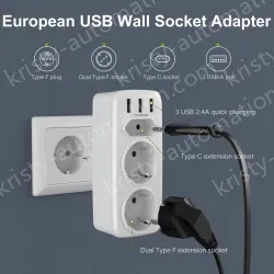 Germany France extension usb wall socket