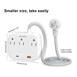 20W PD quick charger 3 AC Outlet Power Strip