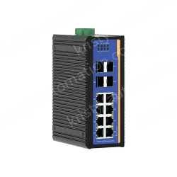 4 Ports Gigabit SFP + 8 Ports Gigabit RJ45 Din-Rail Managed Industrial Ethernet Switch