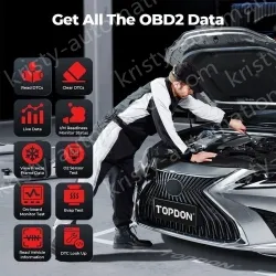 TOPDON TopScan Pro Mid-level Diagnostic Tool 13 Reset Functions I/M Readiness, Injector Coding, Tire Pressure Reset, Sunroof Initialization