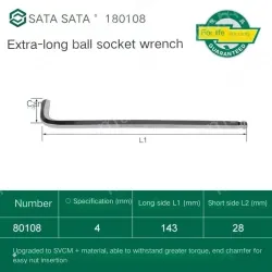 Extra-long ball head hex wrench 4mm 80108