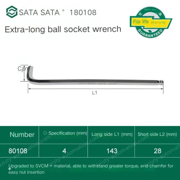 Extra-long ball head hex wrench 4mm 80108