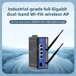 1 Port Gigabit SFP + 4 Ports Gigabit RJ45 Din-Rail Dual Band Wi-Fi6 Wireless Router