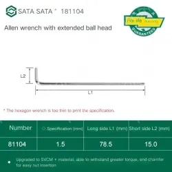 Extended ball head hex wrench 1.5mm 81104