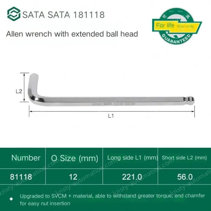 Extended ball head hex wrench 12mm 81118