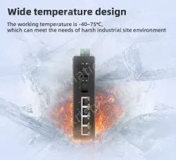 2 Ports Gigabit SFP + 4 Ports Gigabit PoE RJ45 Din-Rail Unmanaged Industrial PoE Switch